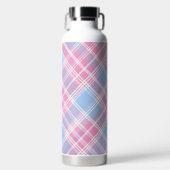 PINK PURPLE BLUE EASTER PLAID PATTERN ウォーターボトル (正面)