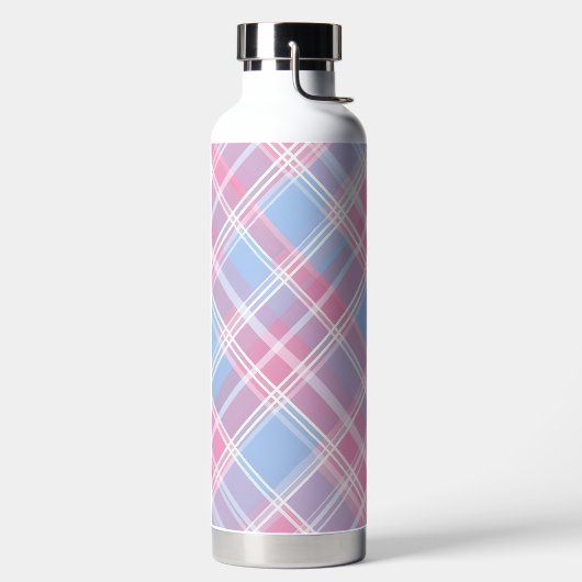 PINK PURPLE BLUE EASTER PLAID PATTERN ウォーターボトル (左面)