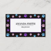 Pink Purple Blue Paw Prints Pet  Business Card 名刺 (正面)