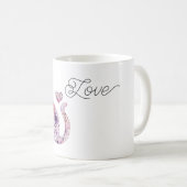 Pink Purple Blush Flowers Heart Love Cat コーヒーマグカップ (正面右)