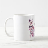 Pink Purple Blush Flowers Heart Love Cat コーヒーマグカップ (左)