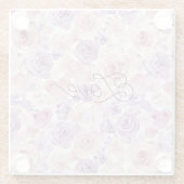 Pink Purple Blush Flowers Hearts Bridal Shower ガラスコースター (裏面)