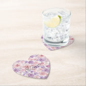Pink Purple Blush Flowers Hearts Bridal Shower ペーパーコースター (インサイチュ)