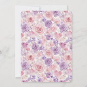 Pink Purple Blush Flowers Hearts Bridal Shower 招待状 (裏面)