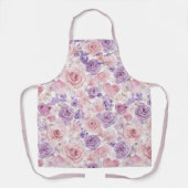 Pink Purple Blush Flowers Hearts Love Air エプロン (正面)