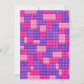 Pink Purple Bricks Colorful Girl Birthday Party In 招待状 (裏面)
