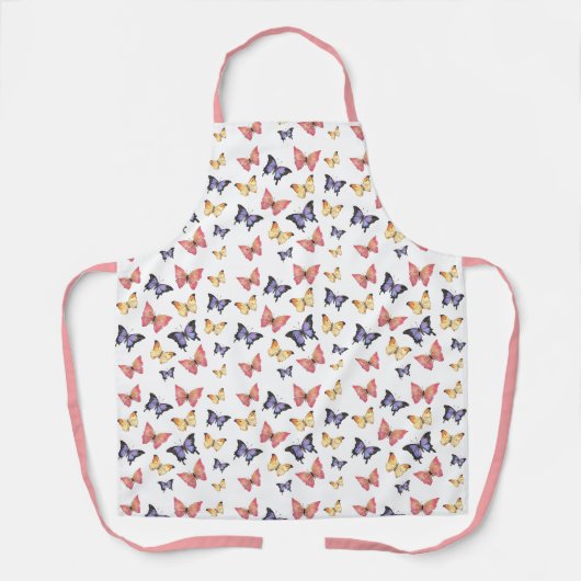 Pink Purple Butterflies エプロン (正面)