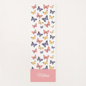 Pink Purple Butterflies Custom Name ヨガマット (正面)