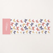 Pink Purple Butterflies Custom Name ヨガマット (正面(横))