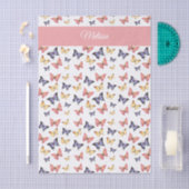 Pink Purple Butterflies Custom Name 薄葉紙 (クラフト)