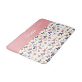 Pink Purple Butterflies Monogram Name バスマット (アングル)