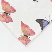 Pink Purple Butterflies Monogram Name フリースブランケット (角)