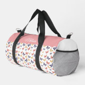 Pink Purple Butterflies Monogram Name Duffel Bag ダッフルバッグ (右コーナー)