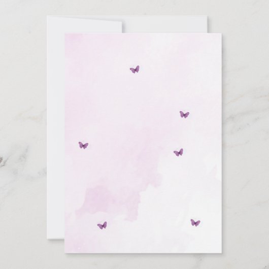Pink Purple Butterfly Baby Shower  招待状 (裏面)
