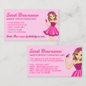 Pink Purple Cartoon Makeup Lipstick 名刺 (正面/裏面)