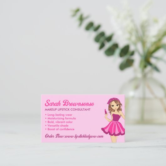 Pink Purple Cartoon Makeup Lipstick 名刺 (スタンド正面)