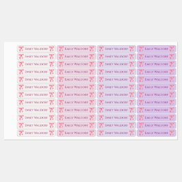 Pink & Purple Clothing School Labels with Bow ラベル