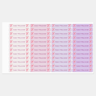 Pink & Purple Clothing School Labels with Bow ラベル