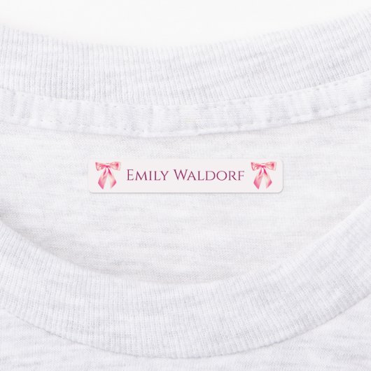 Pink & Purple Clothing School Labels with Bow ラベル (貼付)