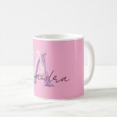 Pink Purple Cozy A Name コーヒーマグカップ (正面右)