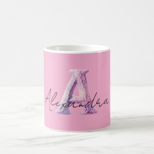 Pink Purple Cozy A Name コーヒーマグカップ (中央)
