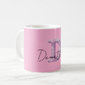 Pink Purple Cozy D Name コーヒーマグカップ (正面左)
