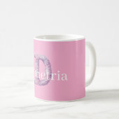 Pink Purple Cozy D Printed Name  コーヒーマグカップ (正面右)