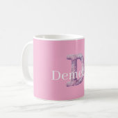Pink Purple Cozy D Printed Name  コーヒーマグカップ (正面左)