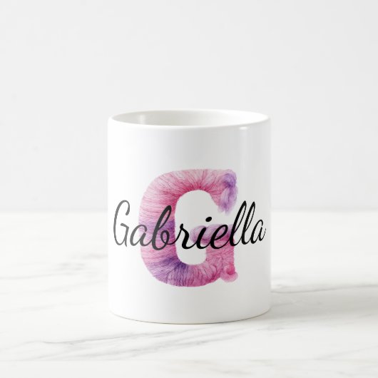 Pink Purple Cozy G Name  コーヒーマグカップ (中央)