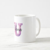 Pink Purple Cozy Letter U Name  コーヒーマグカップ (正面右)