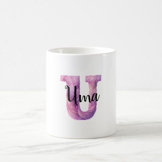 Pink Purple Cozy Letter U Name  コーヒーマグカップ (中央)
