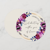 Pink Purple Floral Celebrate Love Anniversary Card (正面/裏面)