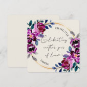 Pink Purple Floral Celebrate Love Anniversary Card (正面/裏面)