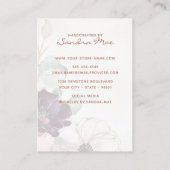 Pink Purple Floral Gold Jewelry Display Card 名刺 (裏面)