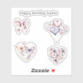 Pink Purple Floral Heart Balloons Birthday シール (シート)