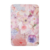 Pink & Purple Floral Pattern バスマット (正面縦)