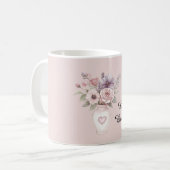 Pink Purple Flowers Vase コーヒーマグカップ (正面左)