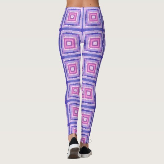 Pink & Purple Geometric Square Leggings レギンス (裏面)
