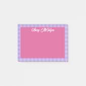 Pink Purple Gingham Border Name In Cool Script ポストイット (正面)