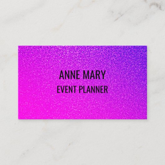 Pink Purple Glitter Event Wedding Planner Girly 名刺 (正面)
