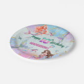 Pink Purple Glitter Mermaids 10th Birthday Party ペーパープレート (アングル)