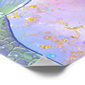 Pink Purple Glitter Mermaids 10th Birthday Welcome ポスター (角)