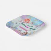 Pink Purple Glitter Mermaids 11th Birthday Party ペーパープレート (傾斜あり)