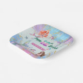 Pink Purple Glitter Mermaids 12th Birthday Party ペーパープレート (傾斜あり)