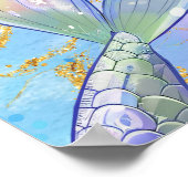 Pink Purple Glitter Mermaids 12th Birthday Welcome ポスター (角)