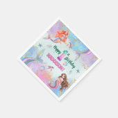 Pink Purple Glitter Mermaids 1st Birthday Party スタンダードカクテルナプキン (角)
