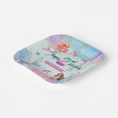 Pink Purple Glitter Mermaids 2nd Birthday Party ペーパープレート (傾斜あり)