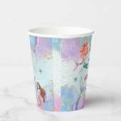 Pink Purple Glitter Mermaids 7th Birthday Party 紙コップ (右)