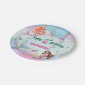 Pink Purple Glitter Mermaids 8th Birthday Party ペーパープレート (アングル)