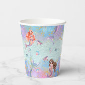 Pink Purple Glitter Mermaids 9th Birthday Party 紙コップ (裏面)